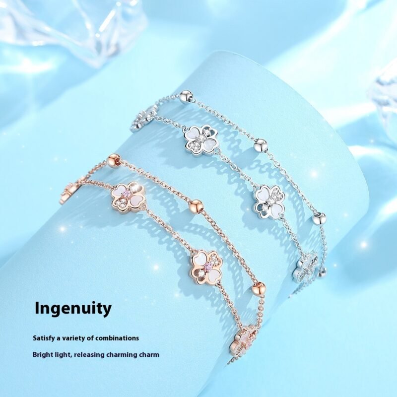 S925 Silver Double-layer Clover Bracelet - Image 3