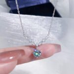 S999 Pure Silver Super Moissanite Zircon Flower Necklace For Women