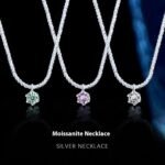 S925 Sterling Silver Colorful Moissanite Sparkling Necklace For Women