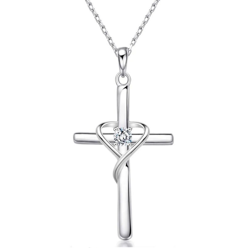 S925 Sterling Silver Cross Frame Pendant Clavicle Chain - Image 4