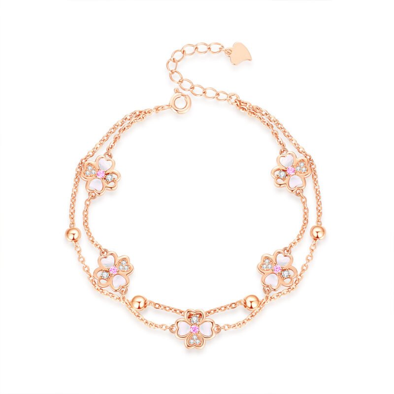 S925 Silver Double-layer Clover Bracelet - Image 2