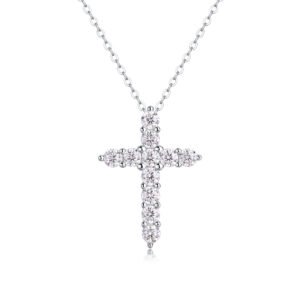Faith Luxury Fashion Diamond Pendant Necklace Set With Mosan Diamond Silver Ornaments