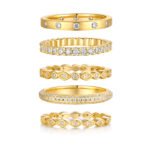 Starlight Golden Melody - Fashionable Men's And Women's Ring And Ring Jewelry Set With Moissanite S925 Sterling Silver And Gold-plated Diamond